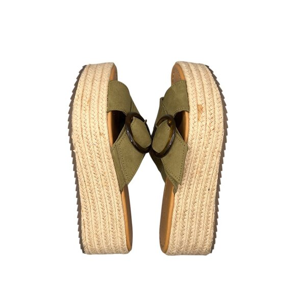 American Eagle Espadrille Platform Sandals Olive Green Buckle Women’s Size 7 - Picture 4 of 10